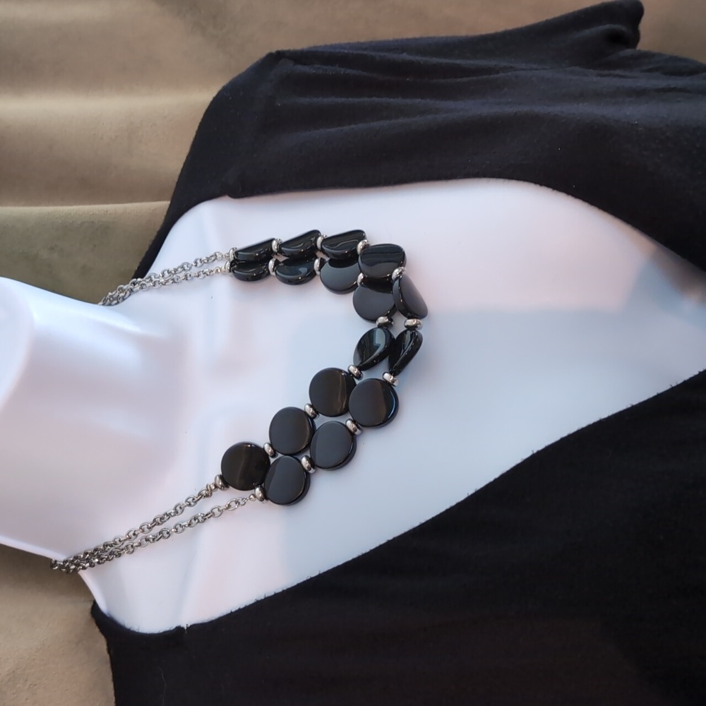 Charming Charlie Black and Silver Statement Necklace